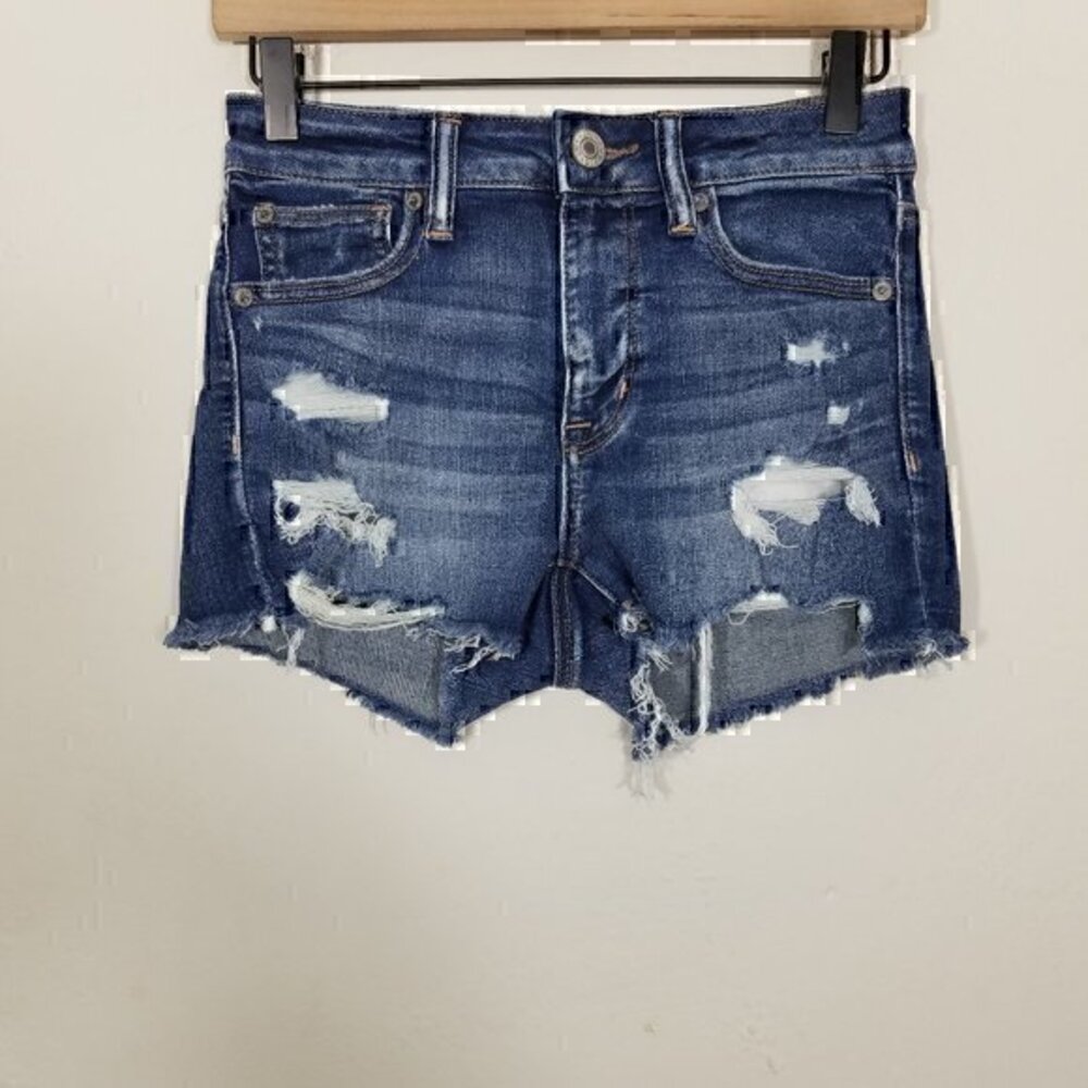 American Eagle Hi-Rise Shortie Distressed Next Level Stretch Jan Shorts